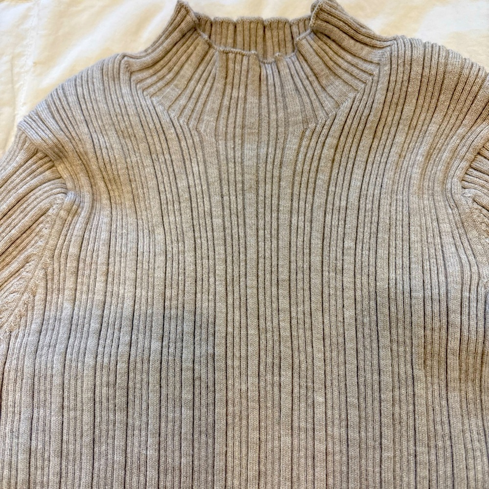 Zara Cozy Beige Ribbed  Half Turtleneck